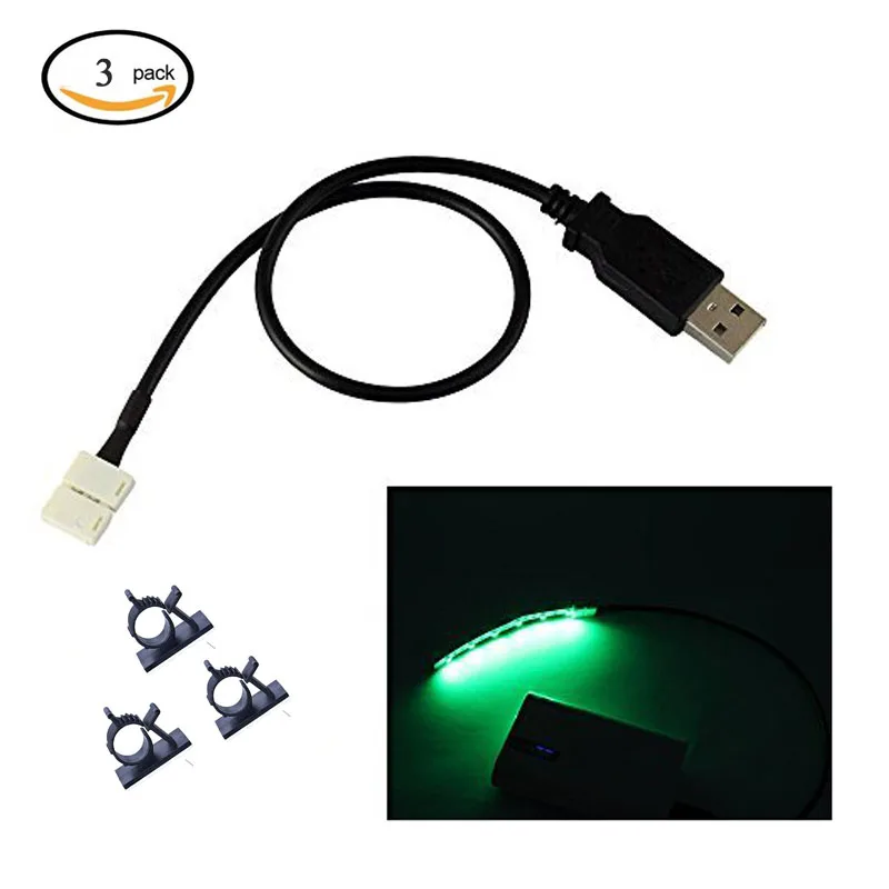 

USB LED Light Strip Connector USB to 2 Pin 8mm Solderless Quick Connectors DIY 5V DC Single Color 2835 3528 LED Ribbon Light