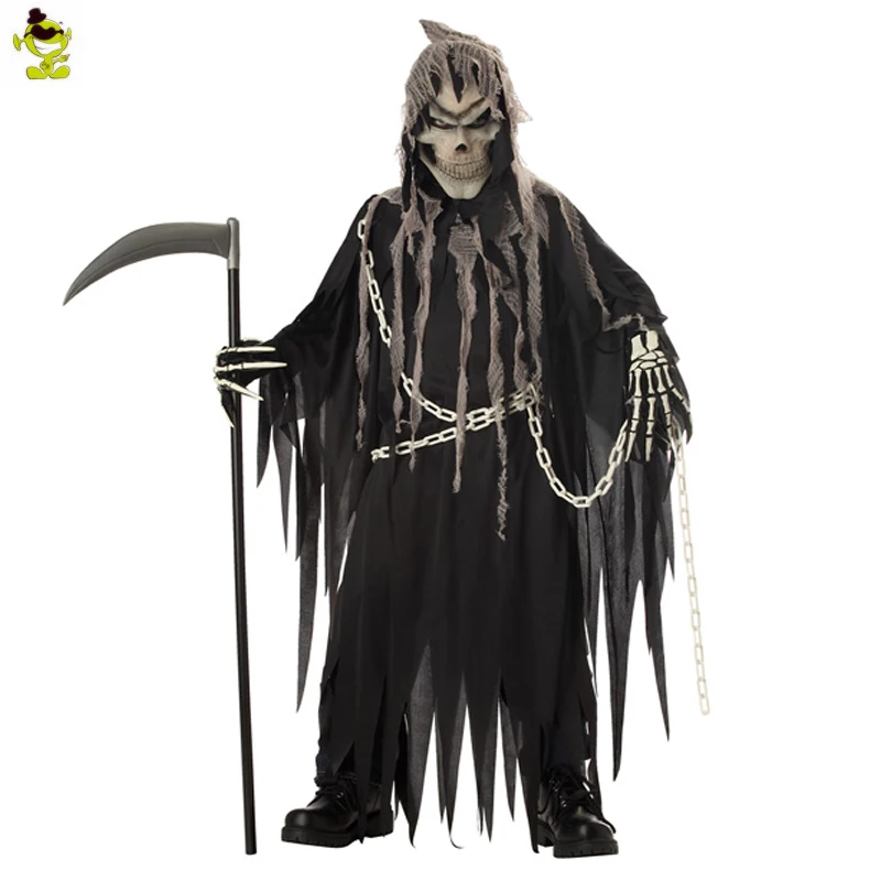 Boy's Halloween Mr.Grim Costume Cosplay Adult Children Horror Death Devil Party Fancy Dress Up for Kids Child | Тематическая