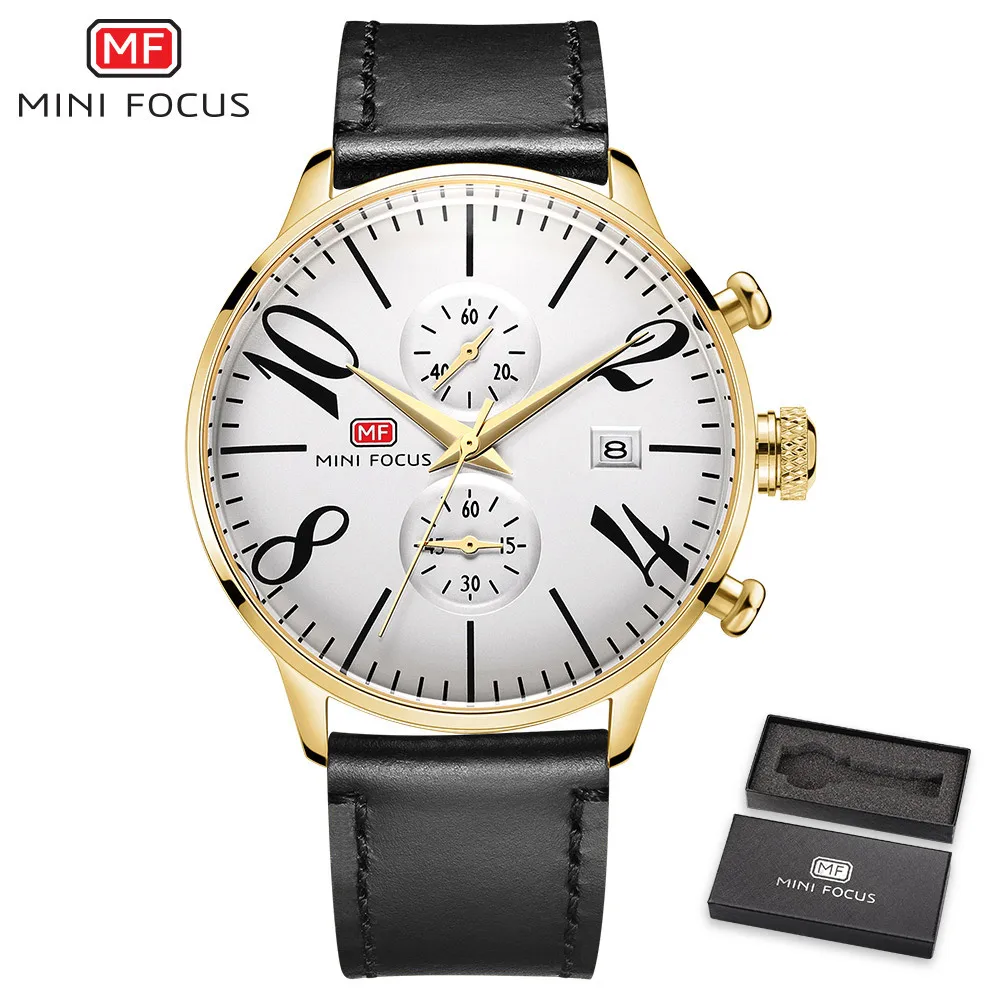 Leather Gold Мини фокус наручные часы для мужчин лучший бренд класса люкс известный мужской часы кварцевые часы наручные кварцевые часы Relogio Masculino MF0135G. 08 - Цвет: Leather Gold