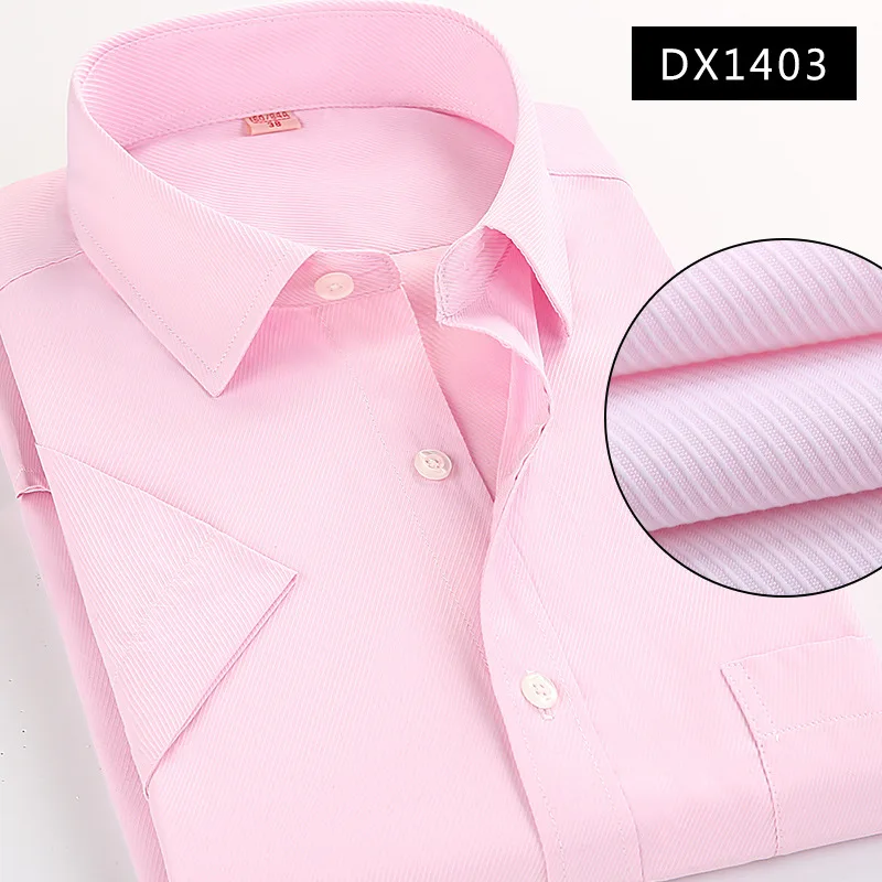 DX1403 twill Pink Большие размеры 6XL 7XL 8XL мужские рубашки с коротким рукавом, повседневные Высококачественные одноцветные форменные рубашки для мужчин, приталенные рубашки - Цвет: DX1403 twill Pink