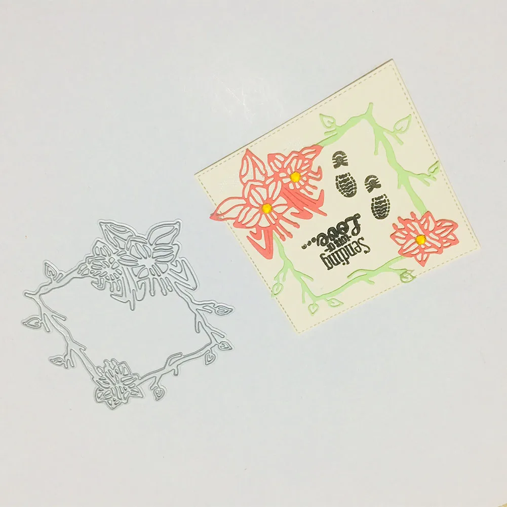 Рамка цветок Invatation Card Cut DIY Скрапбукинг штампы альбом бумажная вырубка карта фото