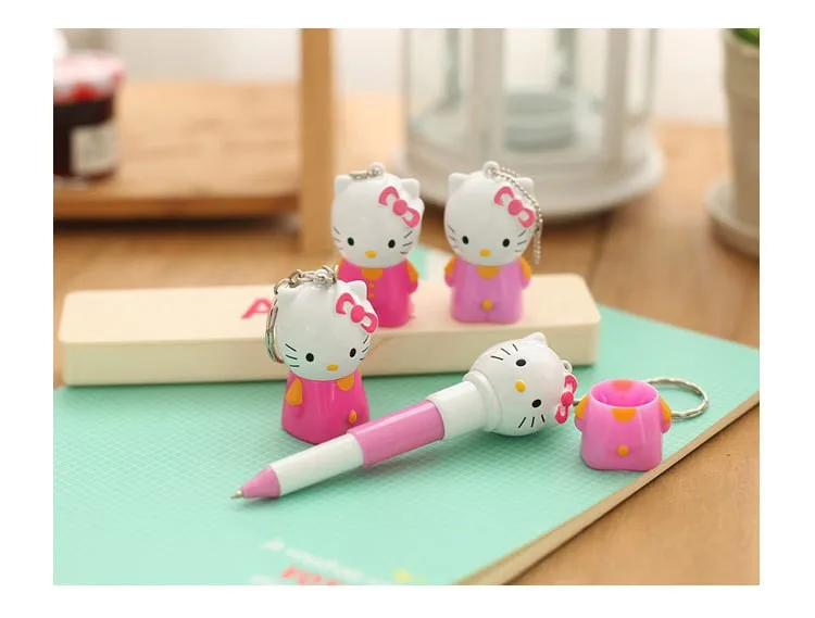 1 шт hello kitty выдвижная ручка мультяшная супер Очаровательная hello kitty Выдвижная шариковая ручка 0,5 мм синие Бусины