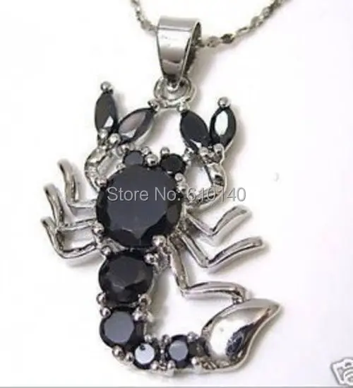 Крутая Мода черный кристалл скорпион серебро женское ожерелье подвеска