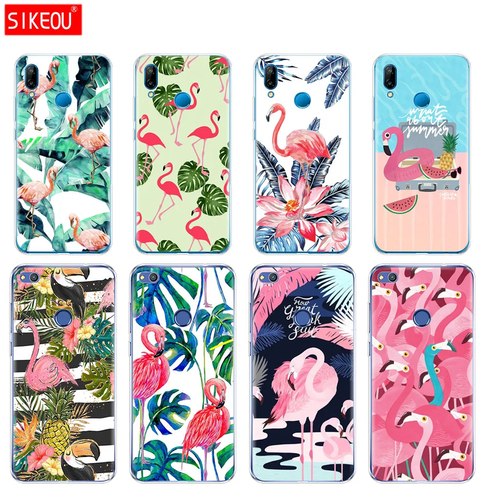 Силиконовый чехол для телефона Huawei P20 P7 P8 P9 P10 Lite Plus Pro 2017 P Smart 2018 Фламинго зеленые