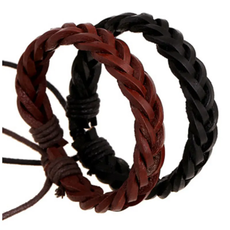 Новый Черный Коричневый Ручной Конопли Веревки Из Кожи Браслет Для Мужчин Винтаж