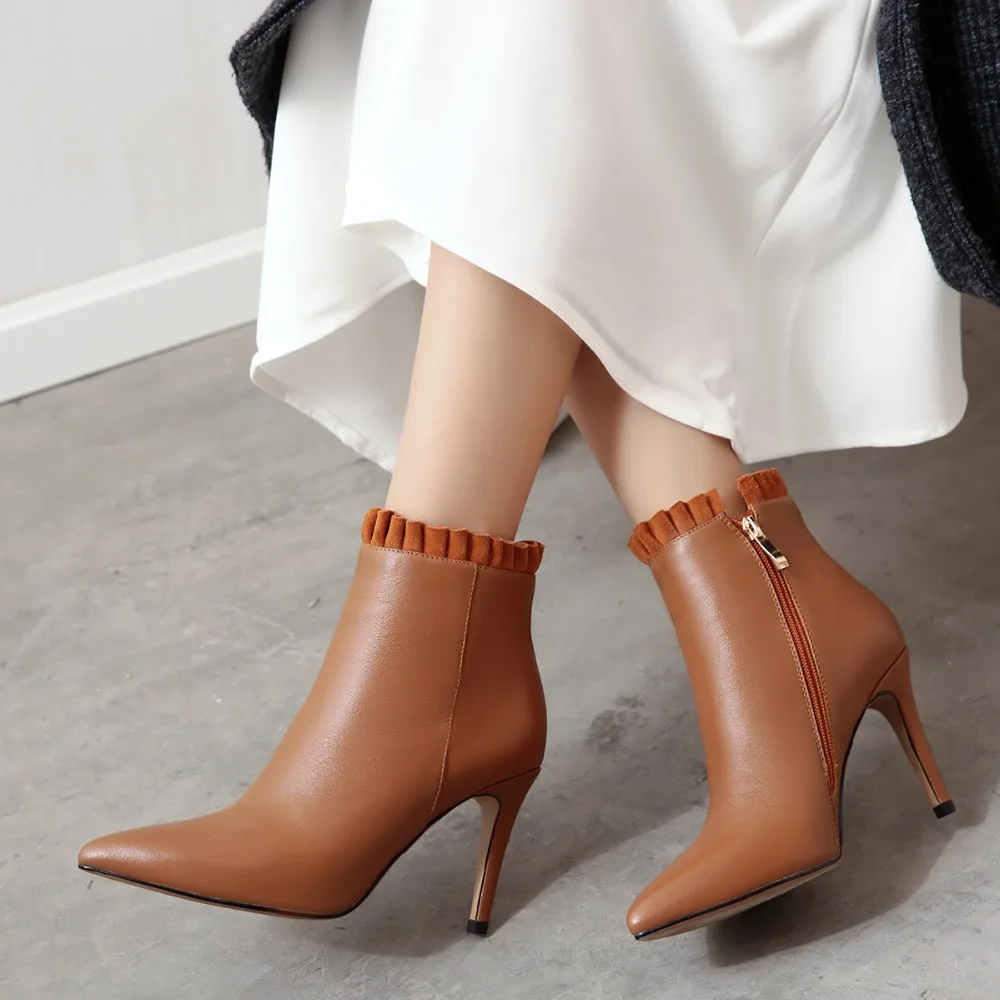 2018 г. модная Осенняя обувь женские с острым носком на молнии сапоги Пром Обувь