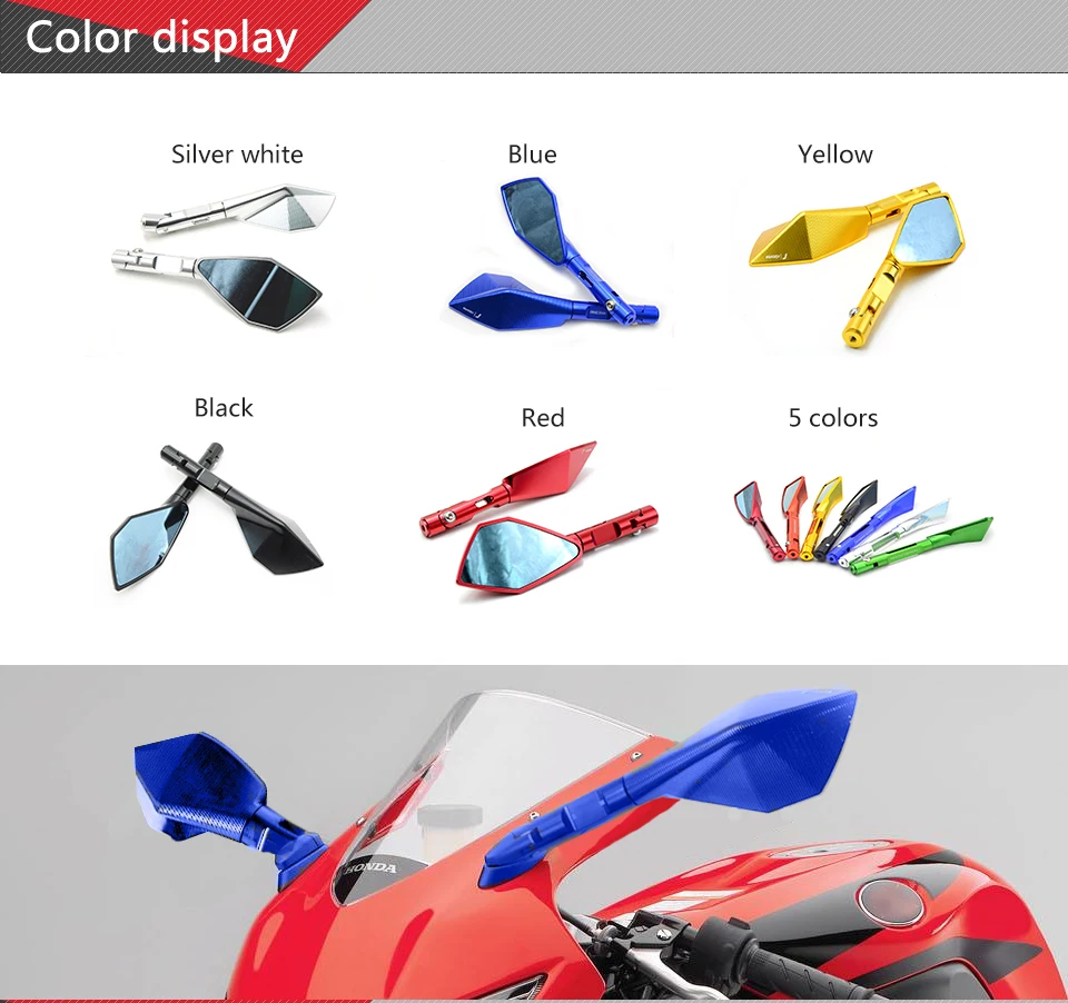 Универсальное мотоциклетное зеркало заднего вида для YAMAHA R6 2004 2005 2006 KAWASAKI Z1000 Z800 Z750