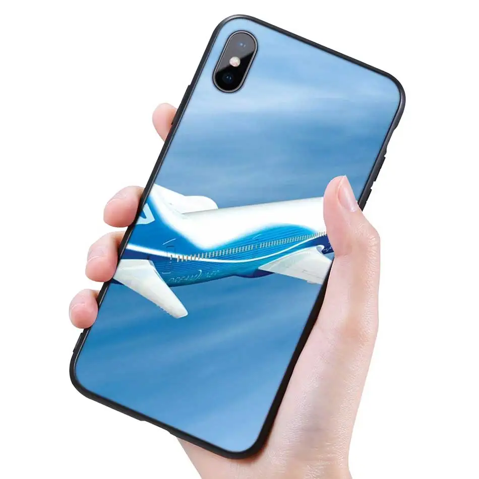 Силиконовый черный чехол для iPhone 11 Pro XR X XS MAX 7 8 6 6S Plus 5 5S SE 7Plus 8Plus мобильный телефон самолет