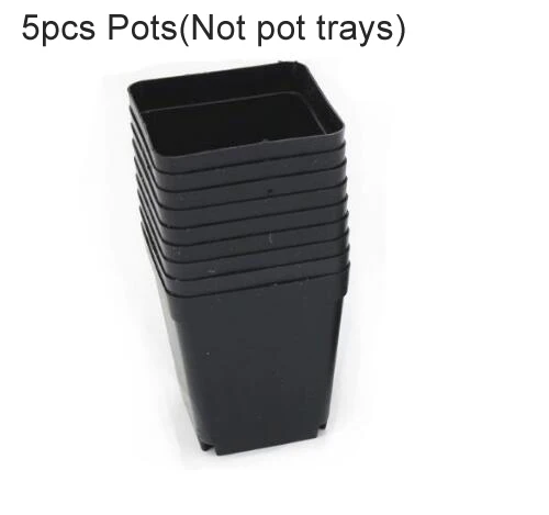 Black pots 5 шт. 7*7*8 см, утолщенные черные цветочные горшки, цветочные горшки, пластиковые горшки, креативные маленькие квадратные горшки для суккулентных растений GYH - Цвет: Black pots