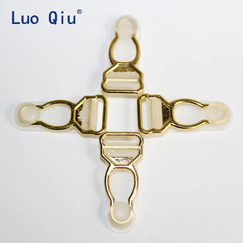Luo на осень и зиму клипсы для подтяжек из золотистого металла + прозрачныая