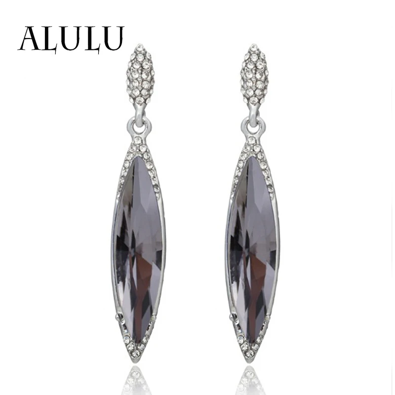 ALULU Ретро Хрустальные женские серьги подвески с серебряным покрытием модные