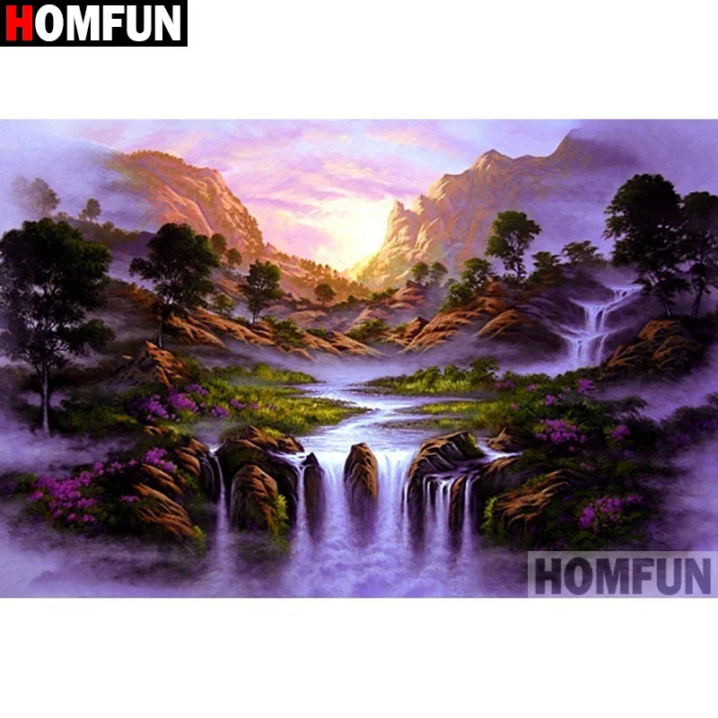 Алмазная 5D картина HOMFUN Водопад полноразмерная/круглая вышивка крестиком