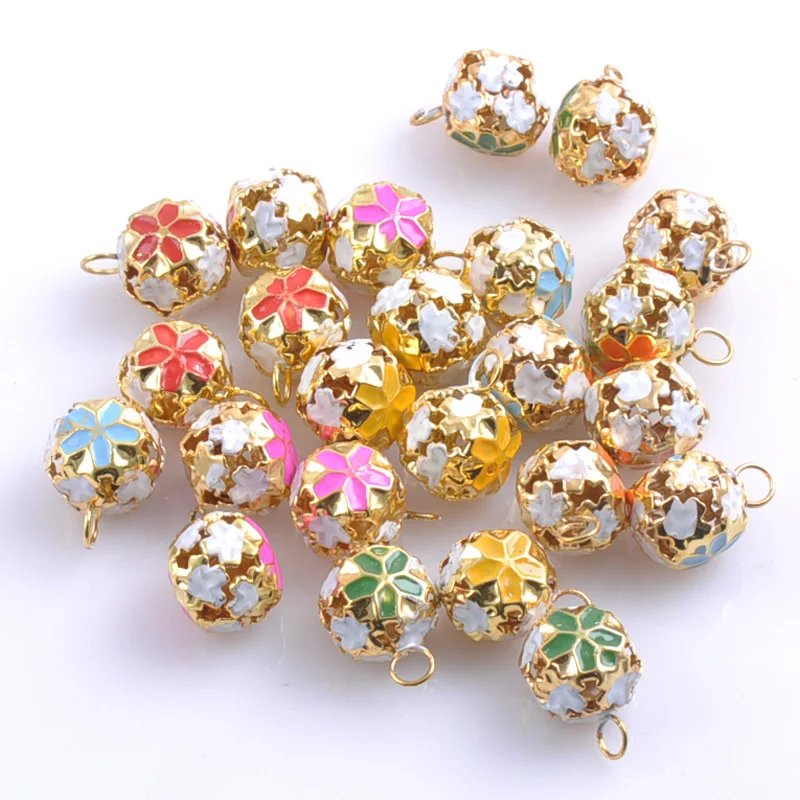 

Colorful Iron Loose Beads Small Jingle Bells Christmas Decoration Pendants DIY Crafts 14mm 30pcs CP0584