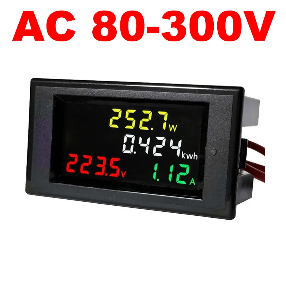 AC 80-300V 100A AC 80-450 в светодиодный цифровой вольтметр Амперметр AC 110 В 220 В силовой измеритель напряжения тока зарядное устройство тестер детектор монитор - Цвет: AC 80-300V