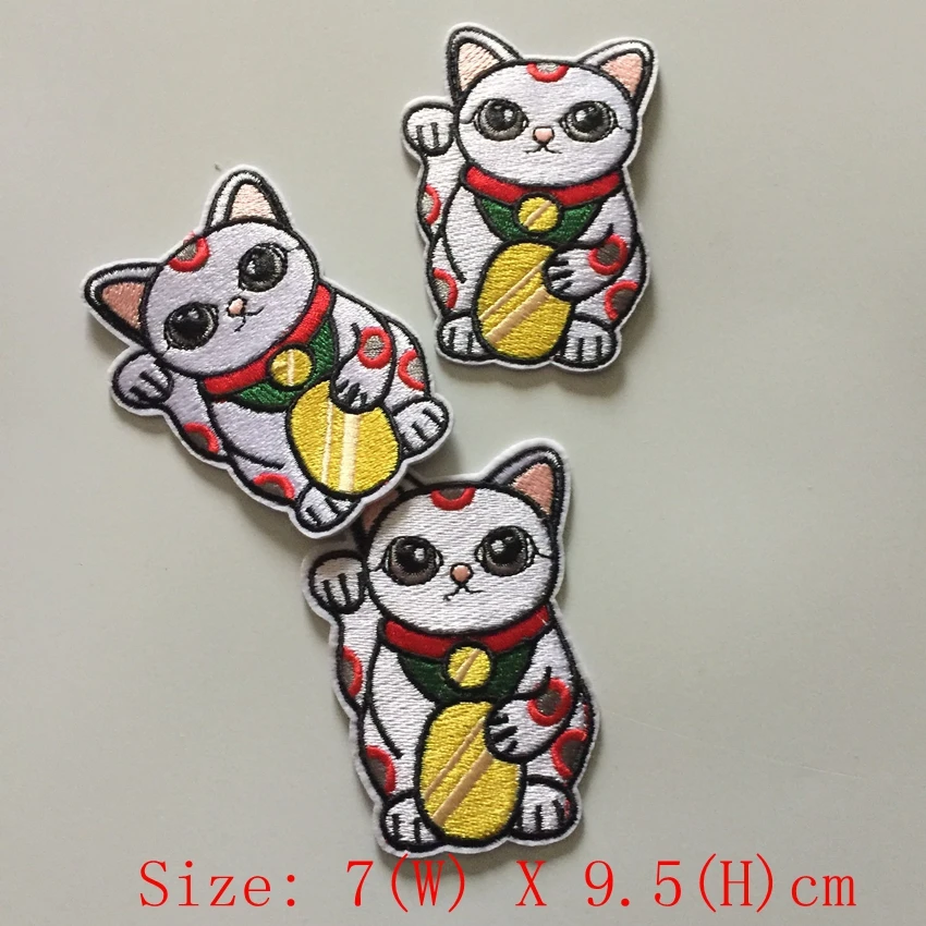 1 шт Япония Lucky Cat Вышитые нашивки швейная аппликация Одежда Обувь Сумки украшение