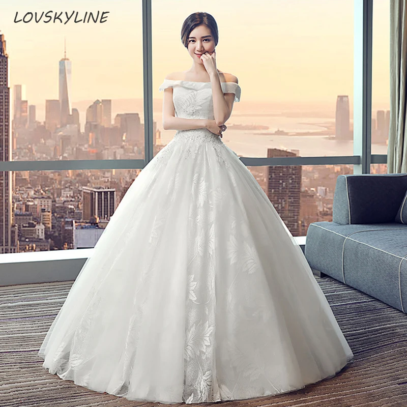 

Elegant Lace Princess Wedding Dress Leaves Embroidery Design Fashion Bride Wedding dresses Vestido De Noiva Plus Sizes