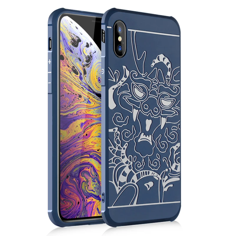 Econais чехол для iPhone X крышка fundas Xs назад оболочки роскошный дизайн 3D Дракона Для Max