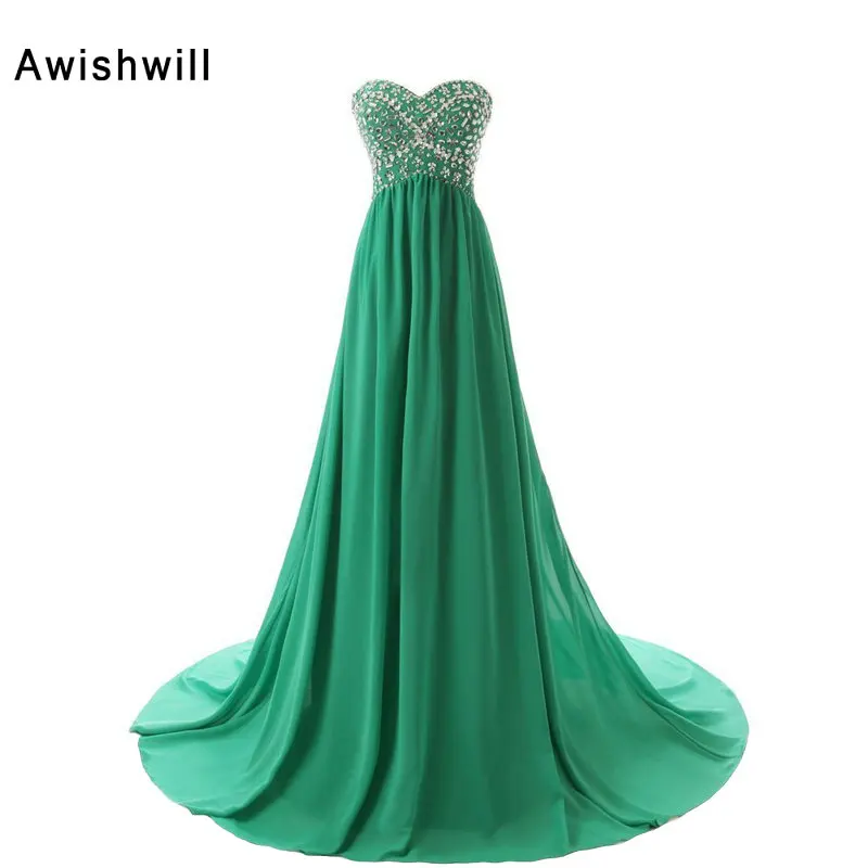 Выполненное на заказ шифоновое длинное вечернее платье с коротким шлейфом и