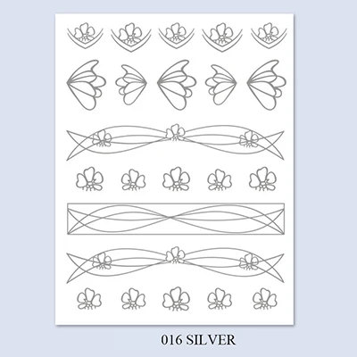 16silver 3D Nail Art Sticker Gold Silver Circle Nail Stickers Hollow Geometry Line Adhesive Slider Sticker Star Moon Decals Z0158 - Цвет: 16silver