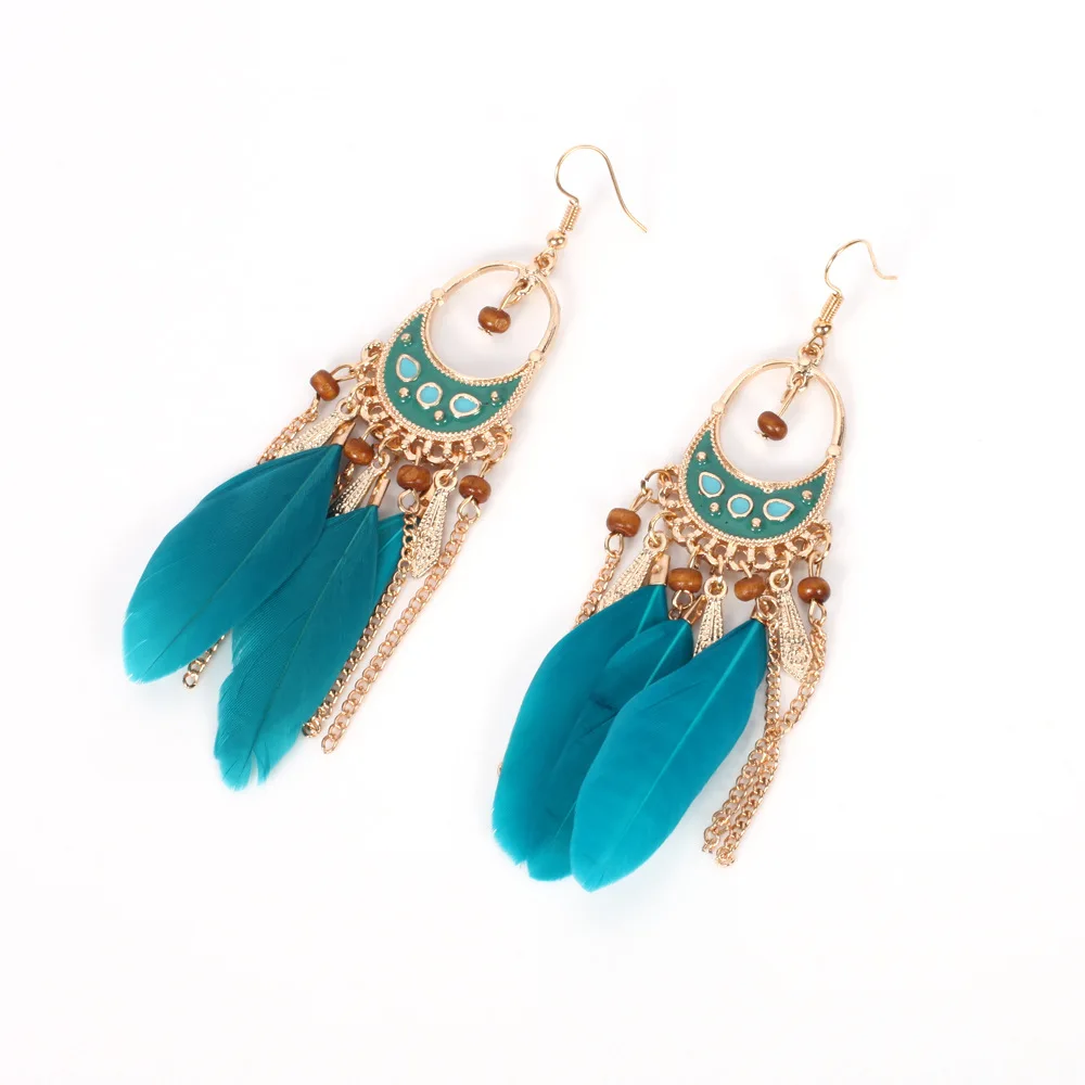 Maxfresh длинной кисточкой модные перо Стиль Этническая Boho Большой болтаться