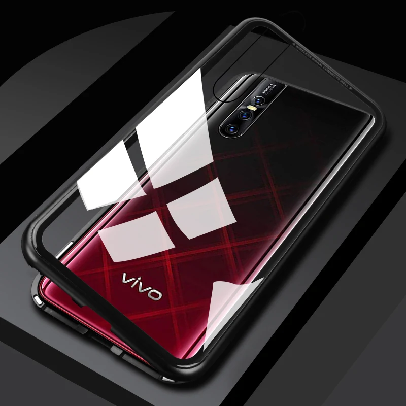 Магнитный флип чехол для vivo V15 Pro X27 IQ00 прозрачный стеклянный жесткий накладка Nex2