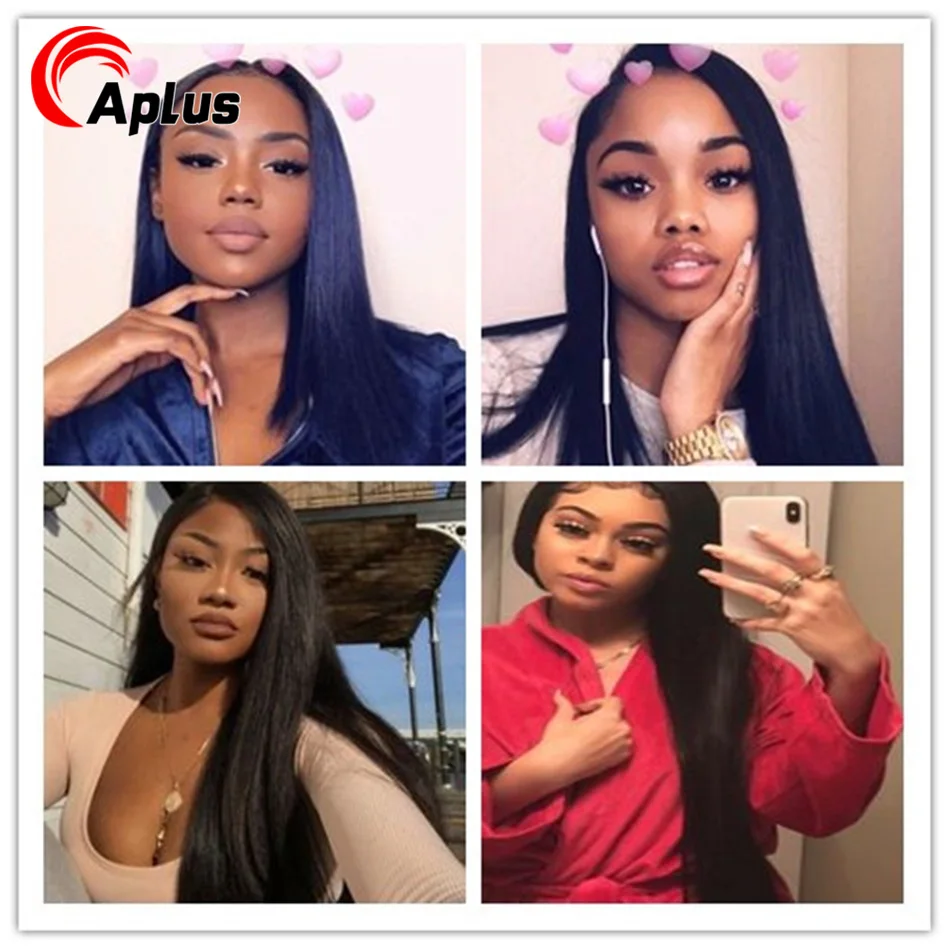 

Aplus Hair Brazilian Hair Weave Bundles With Closure Silky Straight Hair 6 bundles with closure With Baby Hair Non Remy 6-24inch