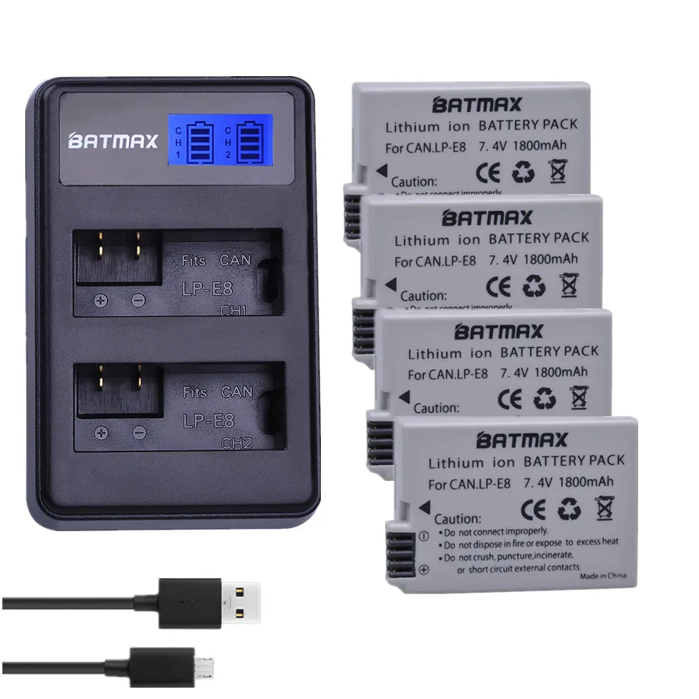 Аккумуляторные батареи LPE8 для фотоаппарата с ЖК-дисплеем и USB-зарядным