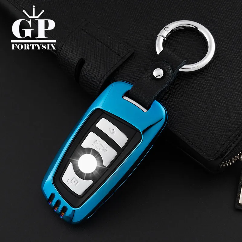 Car-Styling Zinc Alloy+Leather Remote Control Car Key Fob Holder Case Cover Keychain Protective Shell For BMW 3 5 7 Series | Автомобили и