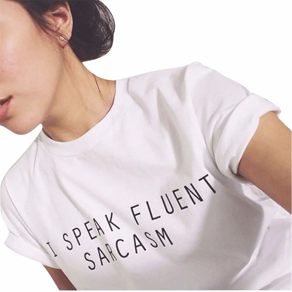 Брендовая одежда женская летняя футболка с надписью I SPEAK FLUENT SARCASM сексуальный