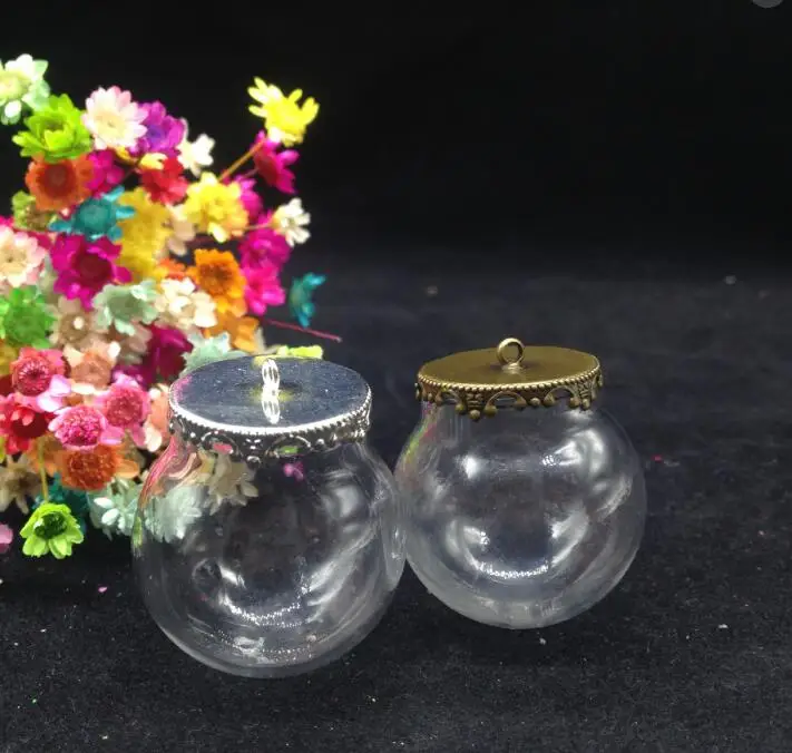

3pcs 30*20mm Transparent Glass Miniature Wish Bottle Globe Bubble globe glass Vial necklace Pendants Orb Clear diy party gifts