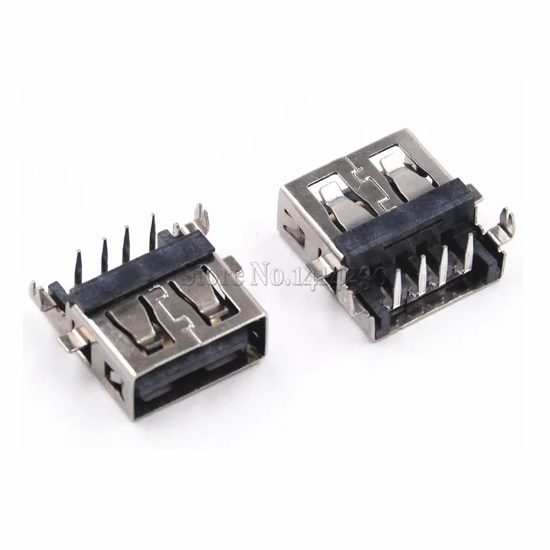 10 шт. usb Тип гнездо Короткий корпус 90 градусов AF10.0-4PINS 6,3 высота без оправы черный DIP 4 булавки