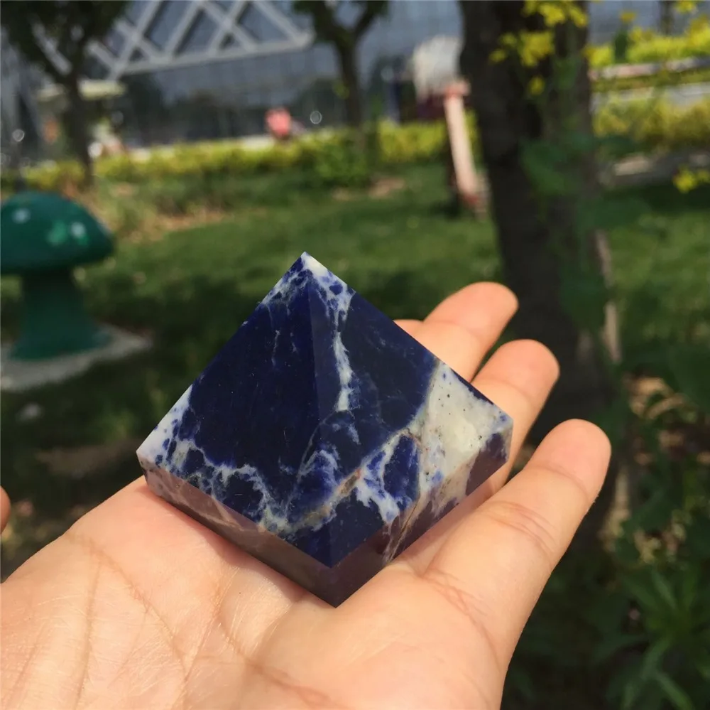 

1pcs natural blue-veins stone pyramid healing crystal natural stones and minerals shaped gem purification space for home decor