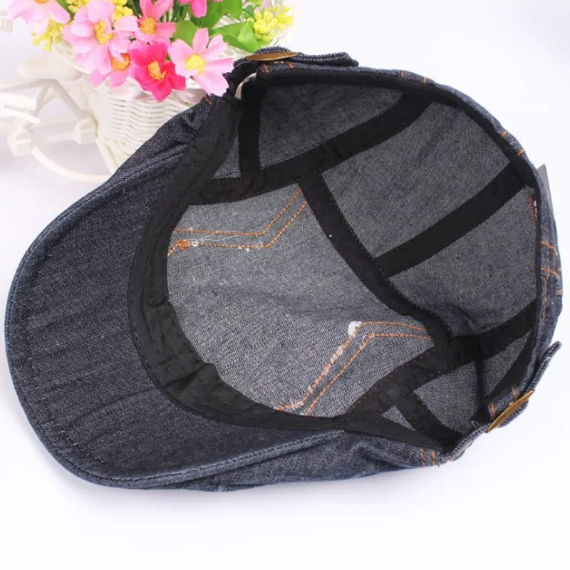 

SILOQIN Washed Denim Cotton Berets For Women Adjustable Head Size Men's Sun Visor Hat Snapback Tongue Caps Autumn Women's Cap