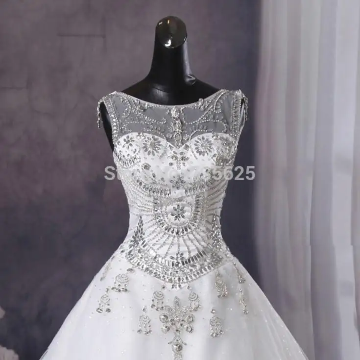 2014 Lace White Beaded Crystal Scoop Cap Sleeveless Up Court Train Floor Length Wedding Dress Ball Gown H343|dress groom|dresses hippiedress up new