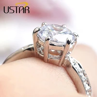 ustar 1 75ct aaa zircon wedding rings for women white gold color engagement rings female anel austria crystal jewelry