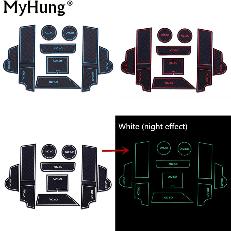 

Авто Нескользящие Dacorative чашка Стикеры затворный слот, подкладка Салонные подложки для Volvo XC60 аксессуары для автомобильного интерьера, 9 шт. ...