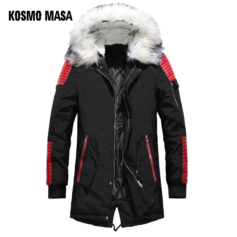 Черная длинная мужская зимняя куртка KOSMO Mass мужские теплые военные меховые