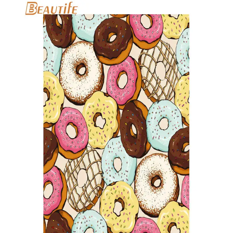 Donuts Pattern Poster Cloth Silk Home Decoration Wall Art Fabric Print 30X45cm 40X60cm.50X75cm 60X90cm | Дом и сад