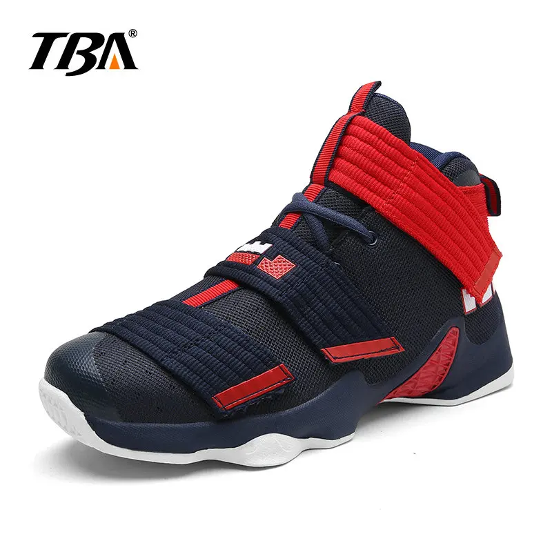 blue red TBA Мужская Спортивная обувь для баскетбола для мужчин на липучке кроссовки для мужчин добавить синий или желтый Сменные стельки размер 37-45 - Цвет: blue red
