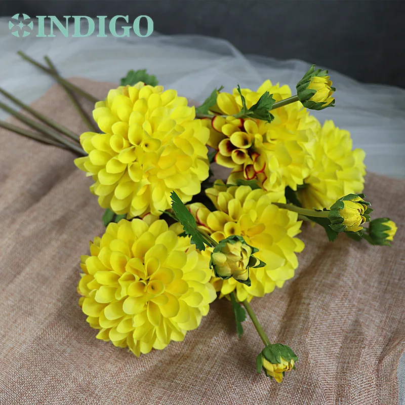 

INDIGO- Wholesale 100 Dahlia With Bud Chrysanthemum Bouquet Wedding Flower Silk Flower Floral Event Party Free Shipping