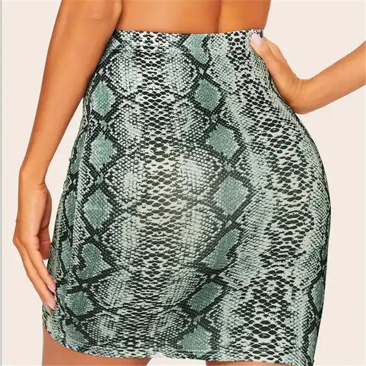 Женские Облегающие юбки с высокой талией Клубные мини-юбки-карандаш со змеиным