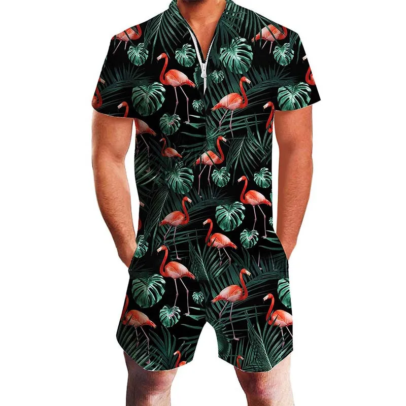 US Flag Men Rompers 3D Floral Print Funny Jumpsuit Playsuit Male Harem Cargo Overalls One Piece Beach Slim Fit Men's Sets 3XL