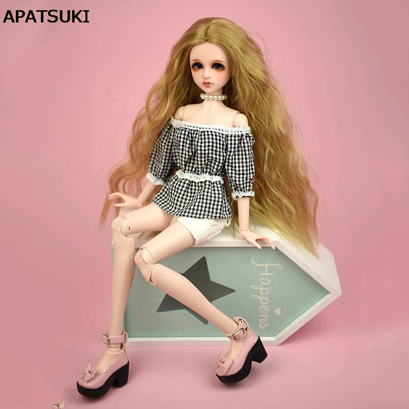 Белые черные клетчатые рубашки модная одежда для 1/4 BJD кукла повседневная 40 50 см