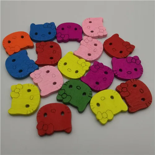 colorful cat head 50 шт смешанные животные 2 отверстия смолы деревянные пуговицы для скрапбукинга ремесла DIY Детские аксессуары для шитья одежды украшения - Цвет: colorful cat head