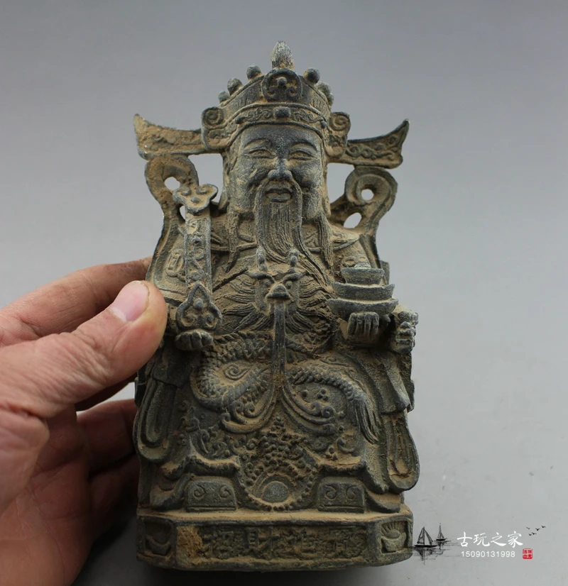 Китай старая бронза коллекций из сельской местности Бог богатства Статуя