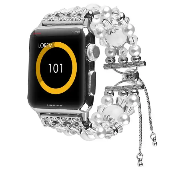 adjust-Ivory Женский браслет ручной работы для ювелирных изделий, ремешок для apple watch, серия 1, 2, 3, 4, браслет из агата с драгоценным камнем для iWatch 38 мм, 42 мм, 40 мм, 44 мм - Цвет ремешка: adjust-Ivory