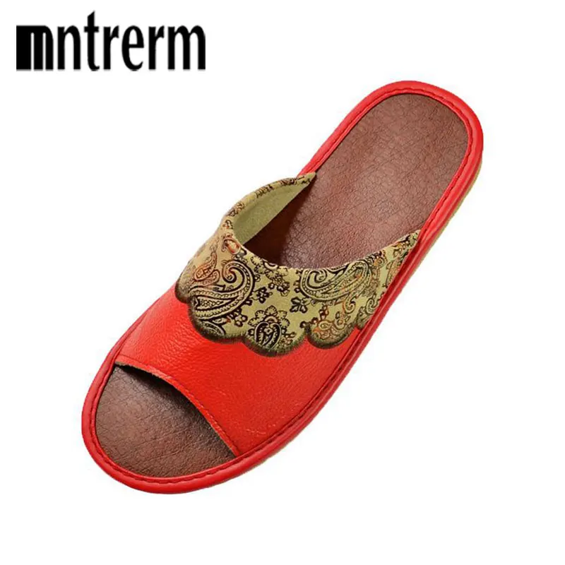 Шлепанцы Mntrerm женские домашние натуральная кожа летние тапки для пар | Обувь