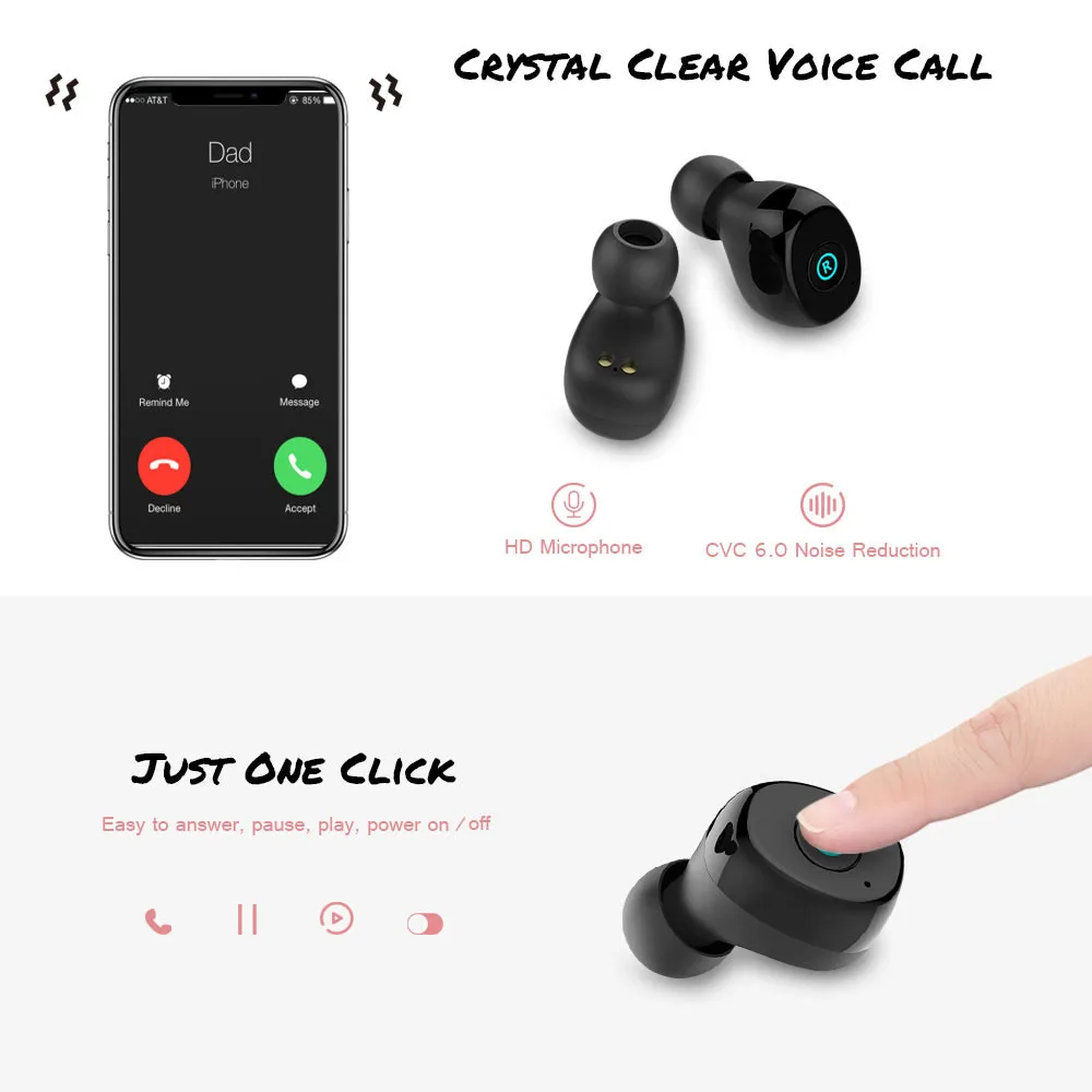 Оригинальные Наушники Awei T85 TWS Twins True беспроводные Bluetooth V5.0, водонепроницаемые наушники IPX4 с функцией контроля отпечатков пальцев и зарядной базой