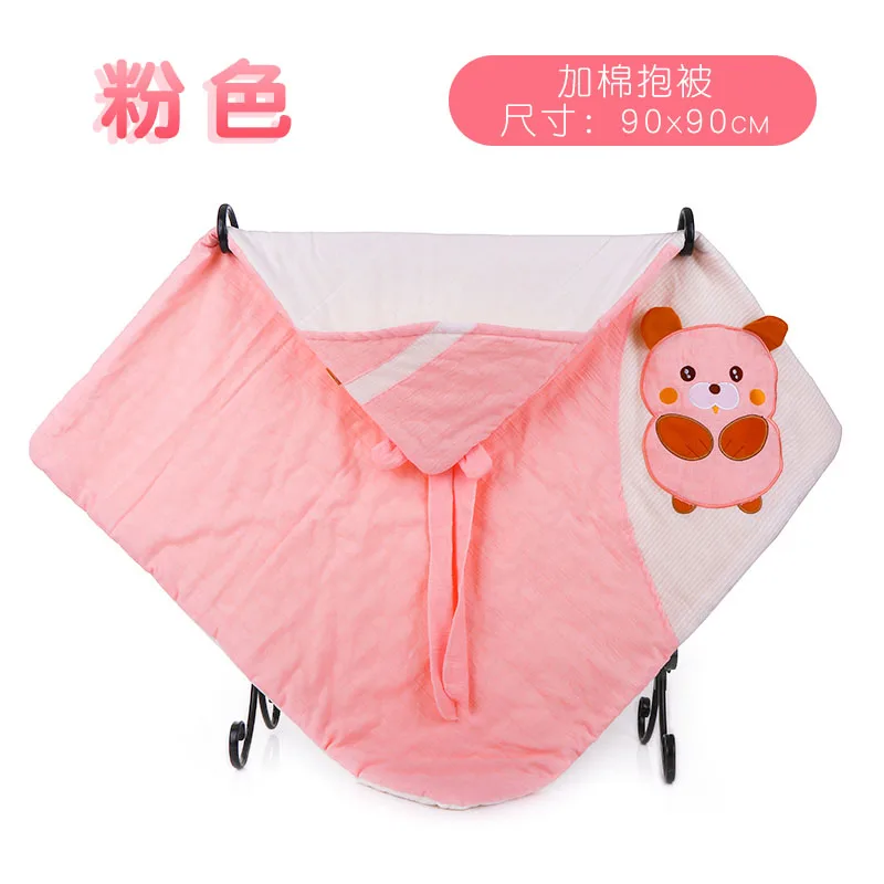 Pink Хлопковые газовые Детские спальные мешки 90*90 см, негабаритные конверты для новорожденных, Детские спальные мешки со Свинкой из мультфильма, детское одеяло для пеленания - Цвет: Pink