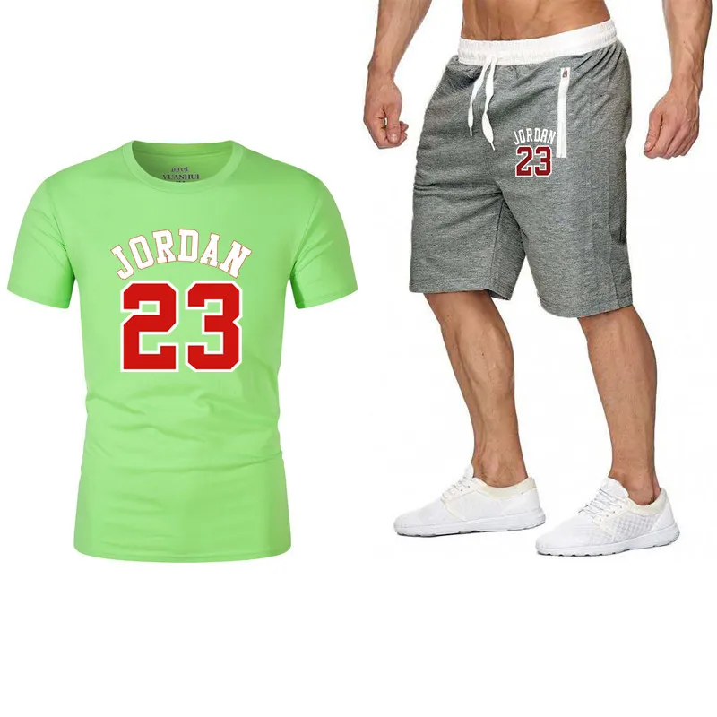 as photo Комплект из двух предметов, мужская одежда jordan 23, футболка, шорты, летний короткий комплект, спортивный костюм, мужской спортивный костюм, спортивный костюм для бега, баскетбольная майка - Цвет: as photo